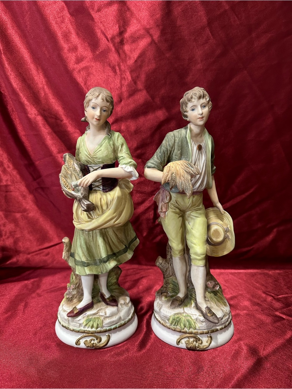 Vintage Ardco Harvest Couple Figurines 12" Made in Japan Porcelain Pair